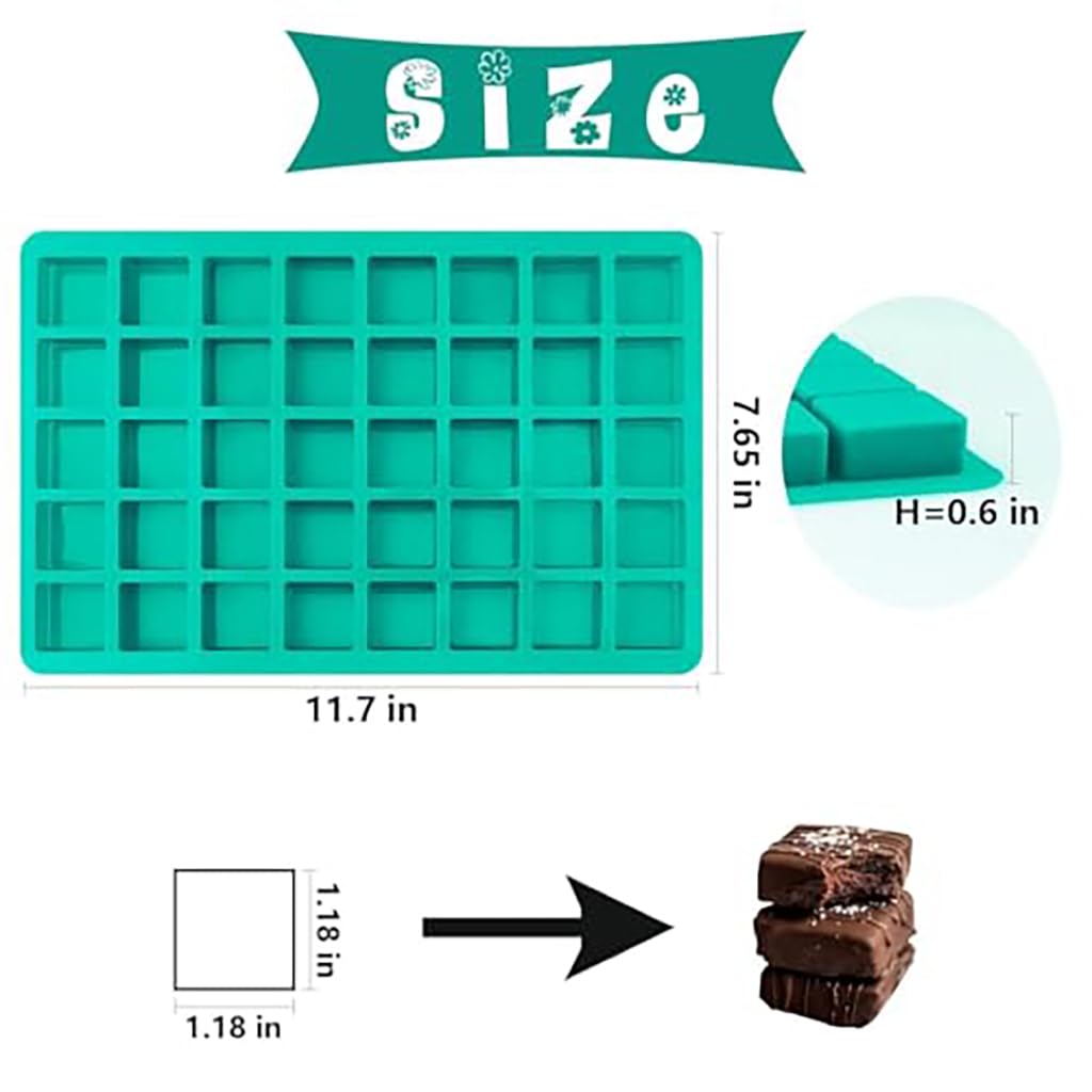 ZIBUYU Silicone Mould for Chocolate and Candy Making with 40 Square Cavities | Nonstick Food Grade Design