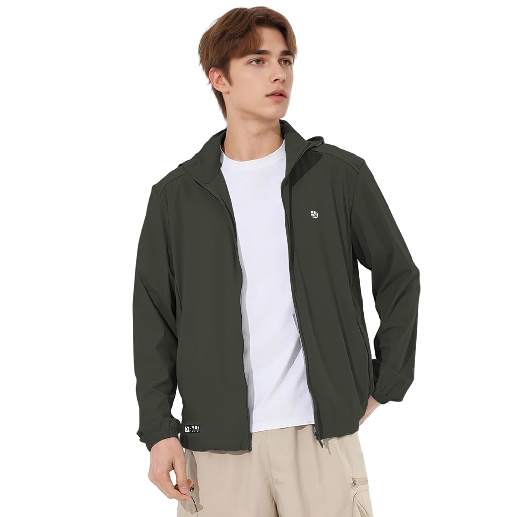 Venzina Sunscreen Jacket for Outdoor Sports with UPF150+ Protection & Ice Cooling Tech | Lightweight Nylon Spandex Sun Hoodie for Men