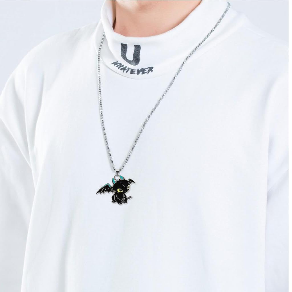 Zibuyu Couple Necklaces for Anniversary and Birthday Gifts with Multicolor Dragon Pendants | Stainless Steel Chains for Boyfriend and Girlfriend