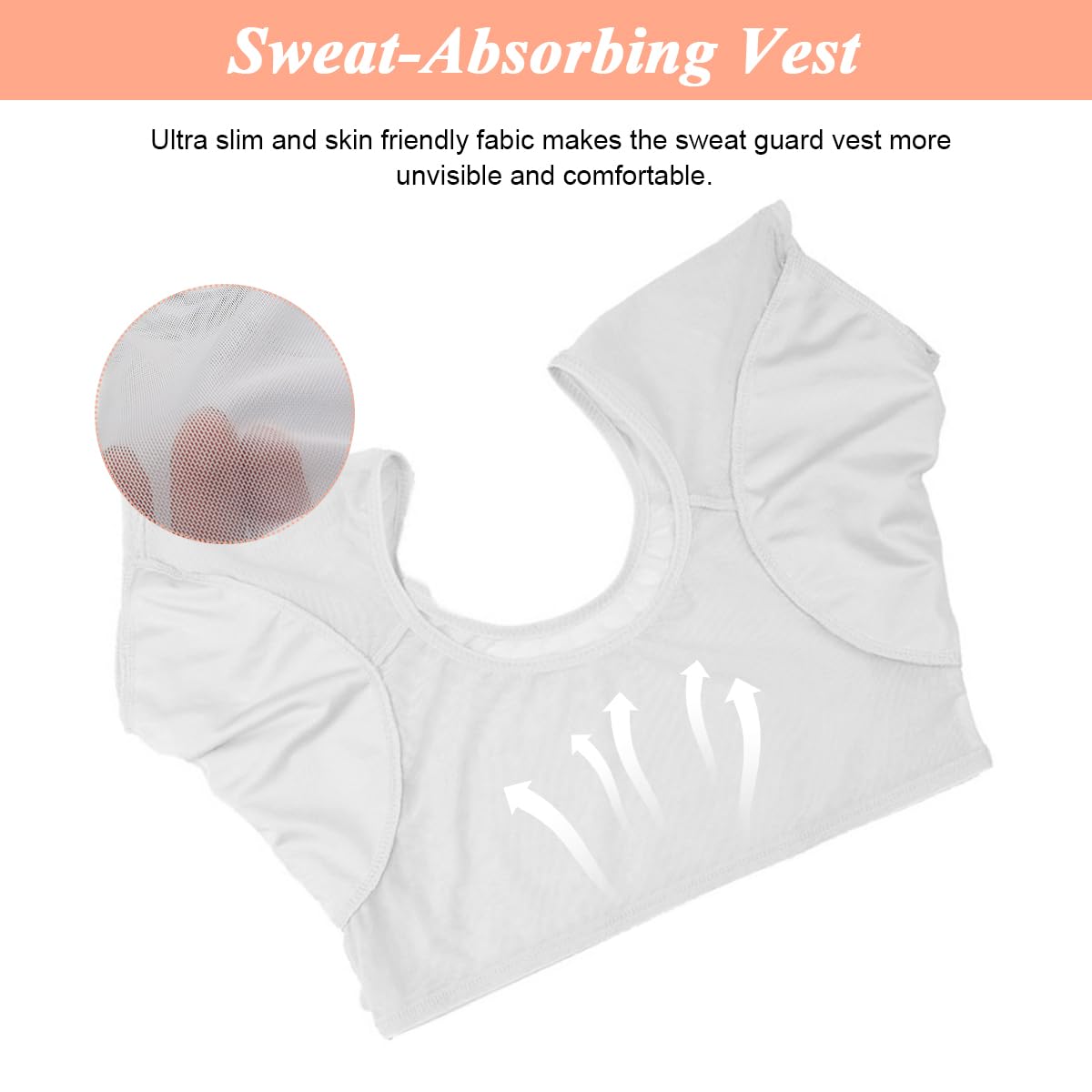 MAYCREATE Sweat Pads for Underarms with Sheer Mesh Quick Dry Fabric Size L | Washable and Reusable Vest for Women