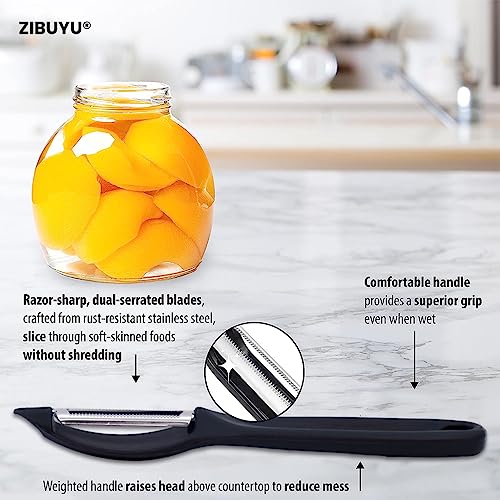 ZIBUYU® Peeler for Kitchen Stainless Steel Universal Peeler for Vegetables and Fruits Potato Peeler Knife Sharp Vegetable Peeler Fruit Peeler for Kitchen, Black - 1