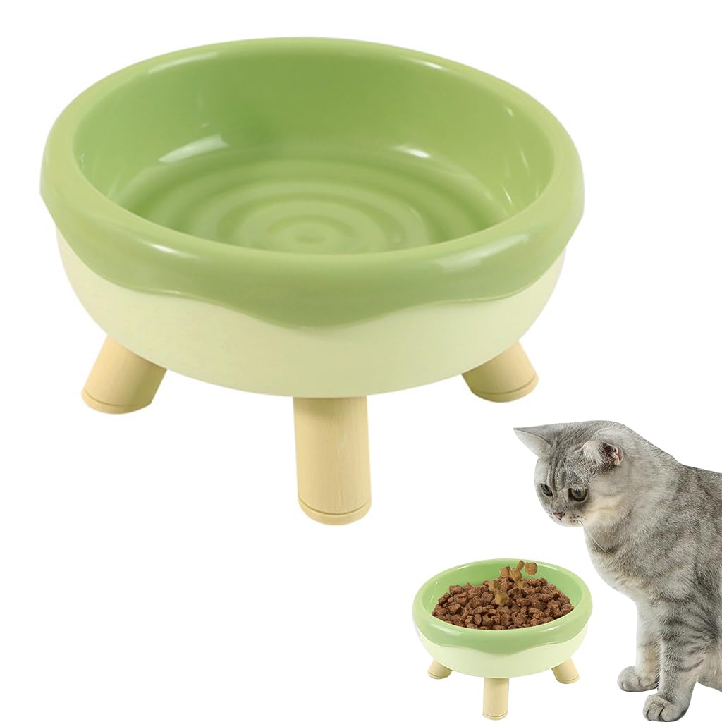 Qpets® Cat Feeding Bowl, Elevated Pet Feeding Bowl with Feet, Cat Bowl for Dry & Wet Food Feeding Bowl for Cat Dog Food Grade PP Material (14CM Diameter)