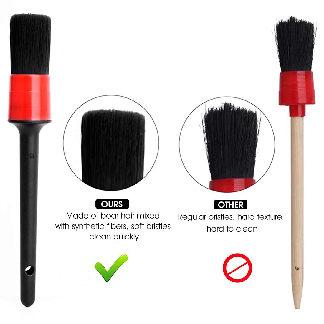 ELEPHANTBOAT® 11 Pcs Car Cleaning Brush Set with 5 Pcs Different Size Detail Car Brushs,3 Pcs Wire Brushes,1Pcs Wash Towel,1Pcs Wax Applicator Pads,1Pcs Air Vents Cleaning Brush