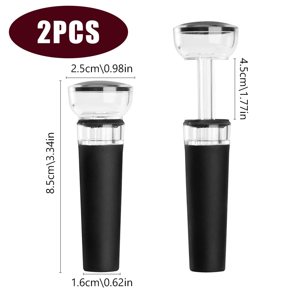 Supvox® 2Pcs Wine Stoppers Vacuum Wine Stoppers Manual Air Pump Vacuum Wine Bottle Stopper Airtight Silicone Wine Stoppers Reusable Wine Preserver Universal Airtight Seal Cork Alternatives