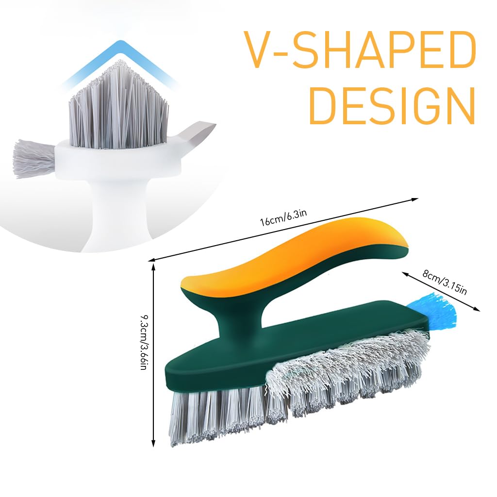 ZIBUYU® Gap Cleaning Brush 4 In 1 Wall Corner Cleaning Brush Ceramic Floor Cleaning Brush Utility Gap Cleaning Brush with Silicone Scraper Rubberized Handle Home Cleaning Brush for Kitchen Bathroom