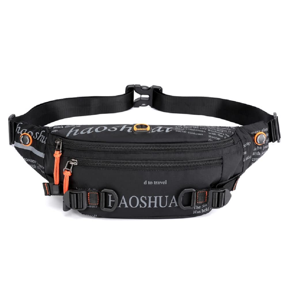 GUSTAVE Waist Bag for Men with 3 Zippered Pockets and Adjustable Belt | Waterproof PVC 31×4×13 cm Crossbody for Travel and Sports