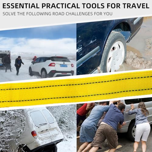 STHIRA® 13ft 5-Tons Car Towing Rope Heavy Duty with Quick Release Snap Hook Max 10,000-Pound Capacity Strap Durable Polyester Belt for SUV Truck Trailer 3PCS