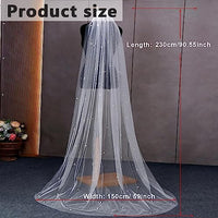 PALAY® Pearls Veil for Wedding Bride, 7.5ft Long Wedding Veil with Comb, 1 Tier Drop White Bridal Veil for Wedding, Soft Tulle Long Cathedral Veil