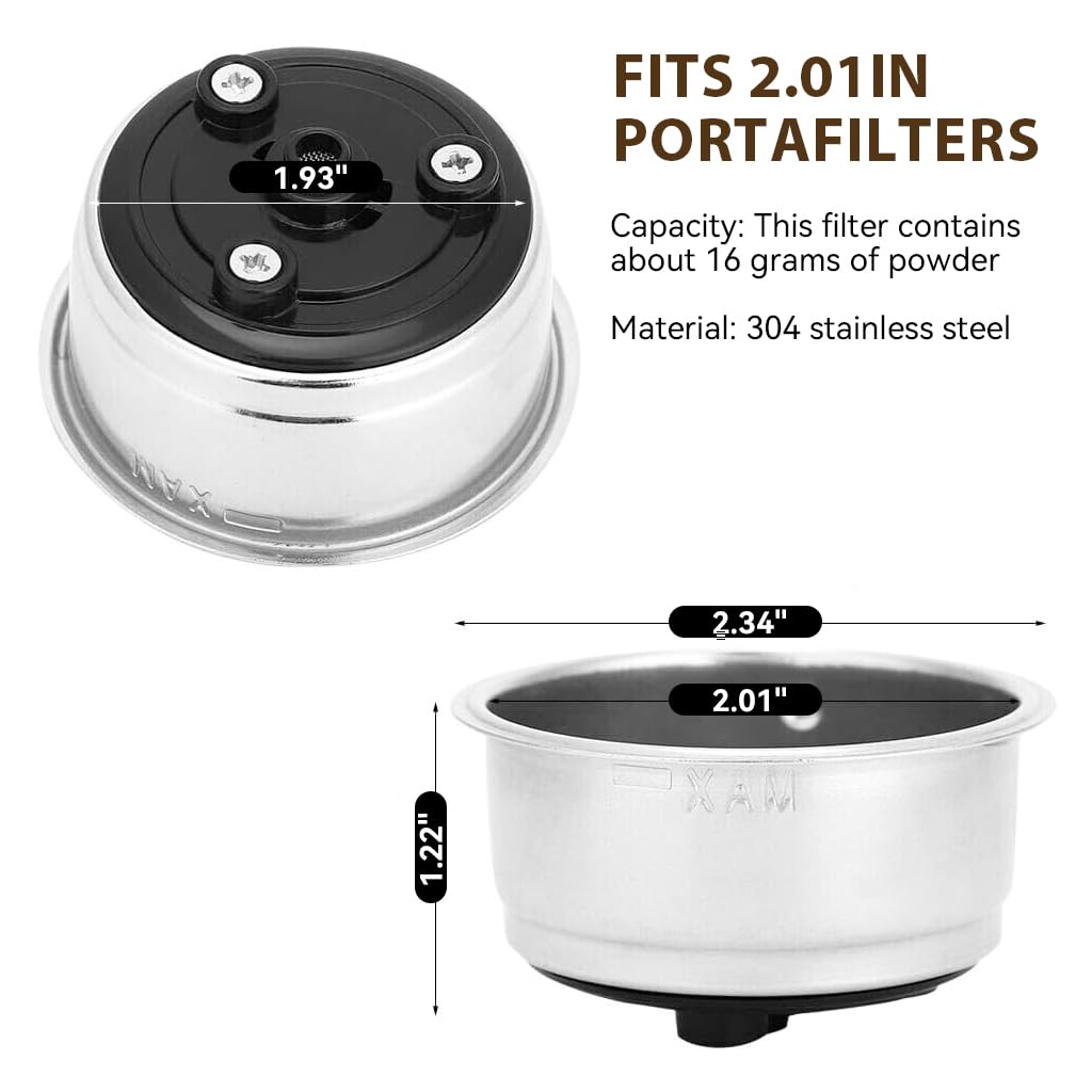 Supvox 51mm Portafilter Filter for Derlla Coffee Maker with Stainless Steel Build | 2PCS