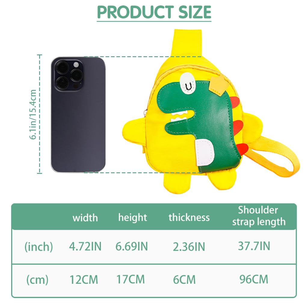 SNOWIE SOFT Kids Chest Bag Fashion Chest Bag for Kids Outdoor Travel Bag Cartoon Print Yellow Mini Crossbody Bag for Kids Sling Water Bottle Bag Shoulder Bag for Boys Girls