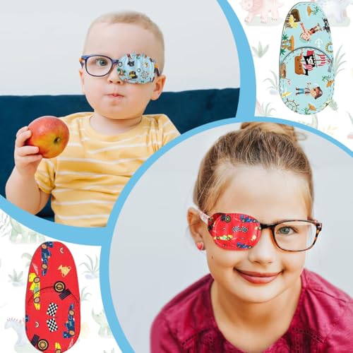 HANNEA® 30PCS Single Lens Cover for Kids Lens Patches for Vision Correction Cartoon Lazy Eye Eyeglasses Slide-in Removable
