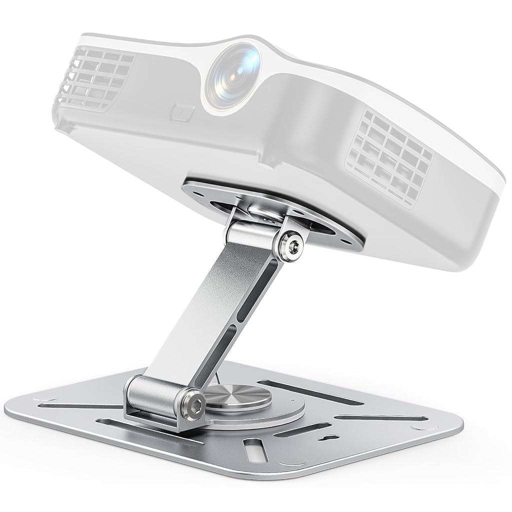 [Second-hand]ZORBES@ Projector Stand Aluminum Alloy Stand Base 360 Rotatable Desk Projector Holder with Folding Arm Universal 1/4 Screw Projector Holder Projector Desk Mount