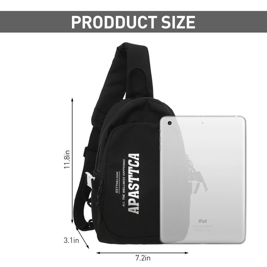 GUSTAVE Sling Bag for Men with 2 Main Compartments and Handle, Oxford Cloth 20x12x31cm | Black Crossbody for Travel and Daily Use