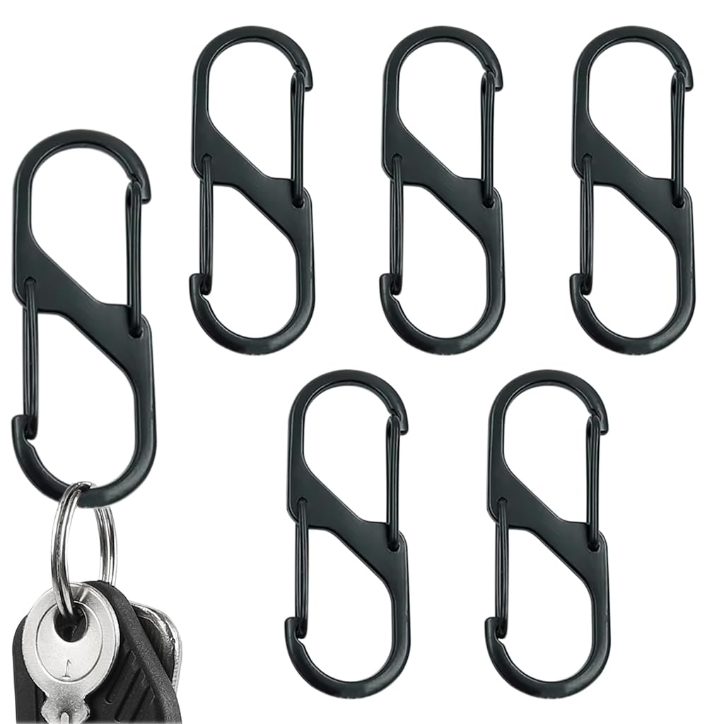 Proberos® 2Pcs Mini Keychain Carabiners 1.37 inches Dual End Anti-loose Secure Carabiner Buckle Clips Stainless Steel Carabiners Buckle Clips Snap Hooks Handbag Clasps