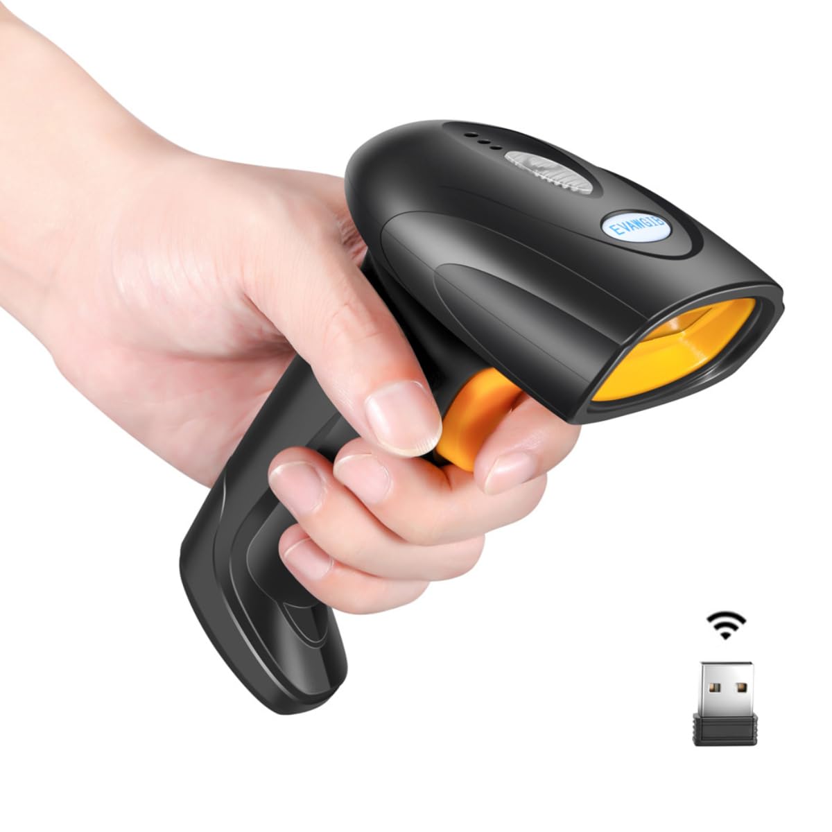 HASTHIP® 2.4GHz Bluetooth Barcode Scanner, Wireless 2D Barcode Scanner Handheld QR Code Scanner, USB Wired 1D Barcode Scanner for Shop, Store, Supermarket, Warehouse