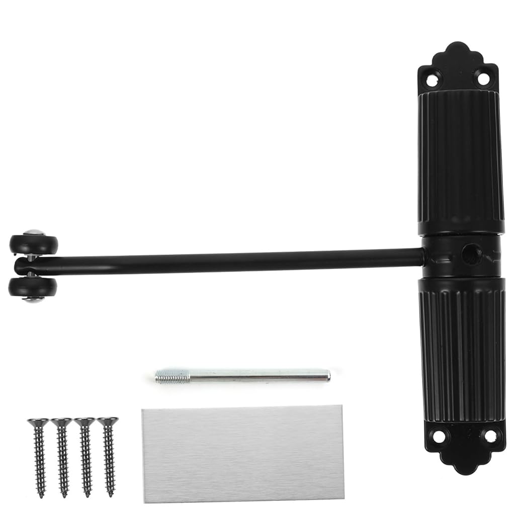 HASTHIP Door Closer for Wooden and Metal Doors with Adjustable Spring | Zinc Alloy Black 60 kg