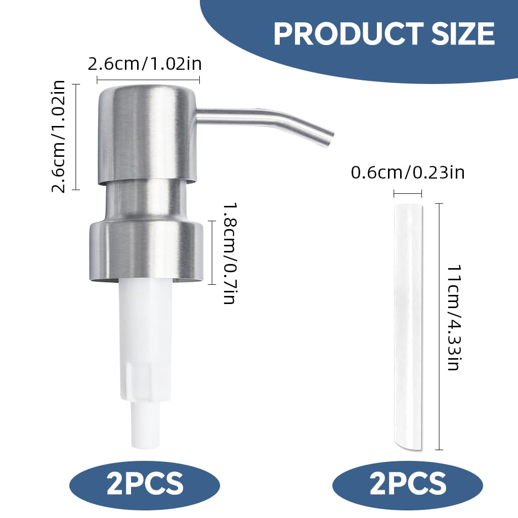 HASTHIP Soap Dispenser Pump for Bathroom & Kitchen with 304 Rustproof Design | 2 Pack Reusable