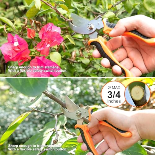 HASTHIP Gardening Tools Set of 7Pcs Heavy Duty Stainless Steel Garden Planting Tools Home Gardening Tool Set with Pruning Shear, Gardening Fork, Trowel, Shovel, Weeder Tool, Seeding Tool, Tool Bag