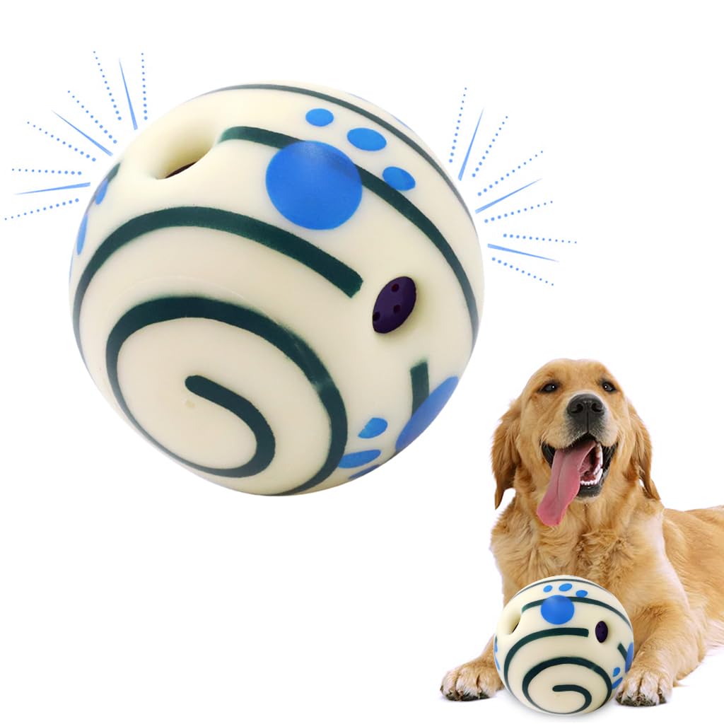 Qpets® 5.5 Inch Interactive Toy Ball for Dog, Dog Toys for Adult Dog Fun Bouncing Sound Ball with Night Glow, PVC Dog Molar Chew Ball Funny Pet Ball Chewing Toy Ball Toy for Medium Large Dogs