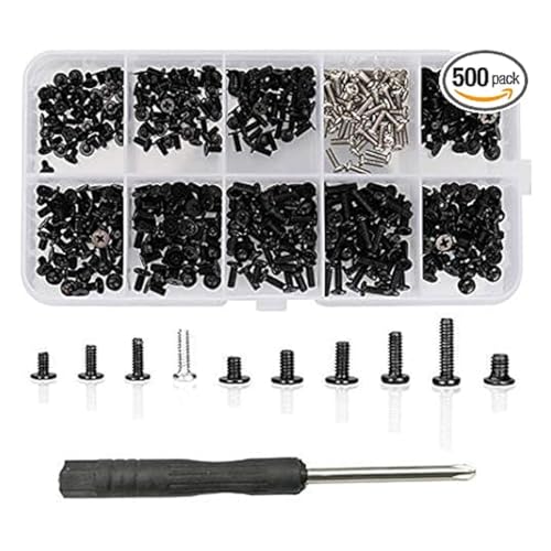 Serplex® 500pcs M2 M2.5 M3 Laptop Screws Kit,SSD M.2 Screws,Phillips Flat Head Tiny/Small Machine Set for Electronics Repair for Lenovo Dell IBM HP Samsung Sony Acer Asus Notebook Computer