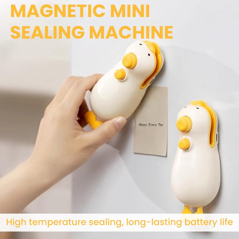 Supvox Sealing Machine for Food Packets with Cute Duck Design and Rechargeable Mini Sealer