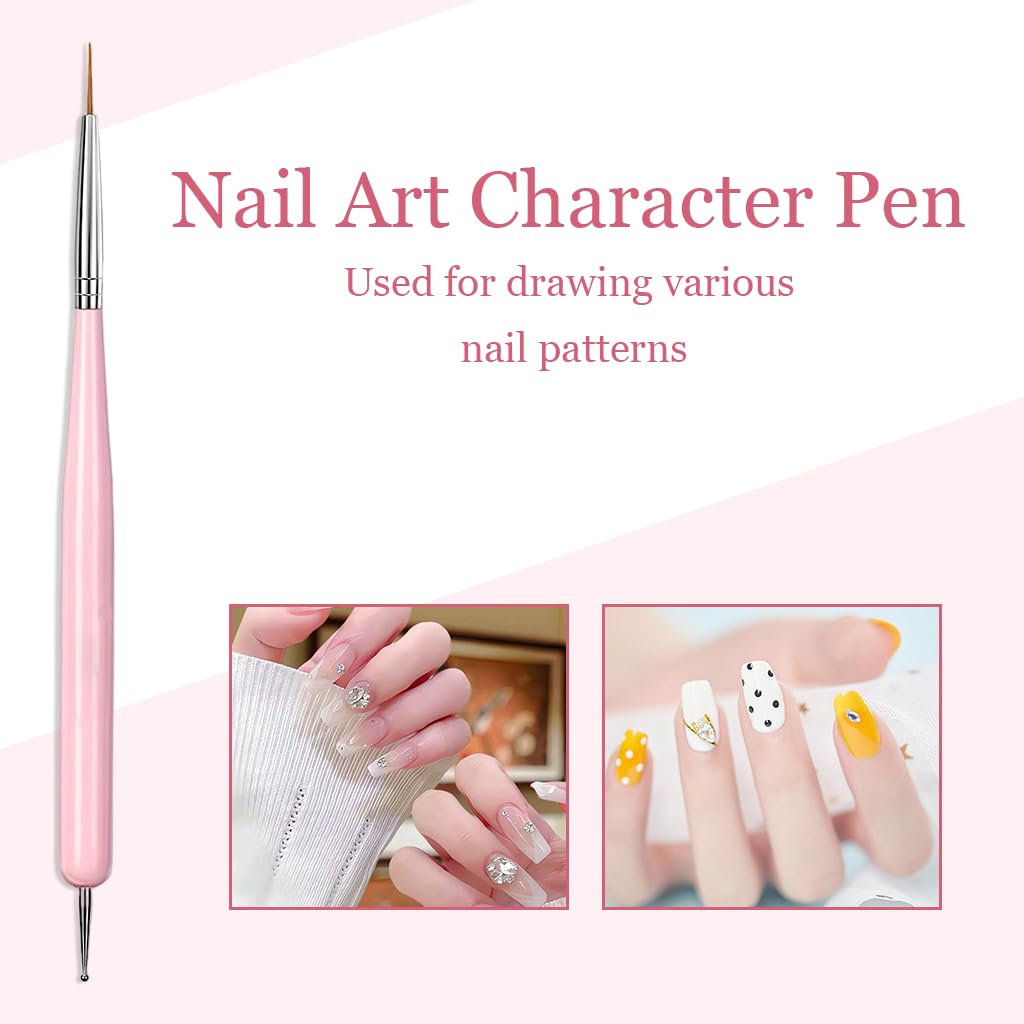 MAYCREATE Nail Art Brush Set for Acrylic Gel Nails with 2-in-1 Striping & Dotting Tool | 6-Piece Detailing Kit