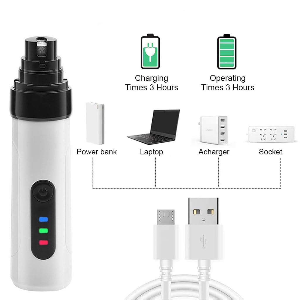 ZIBUYU Dog Nail Grinder for Safe Pet Grooming with Quiet Low Vibration Motor | USB Rechargeable