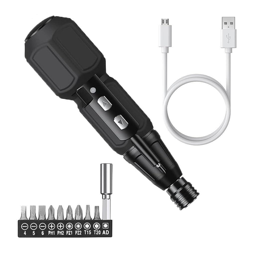 Serplex Electric Screwdriver Set with 9 Bits and LED Light for DIY Projects | 3.6V USB Rechargeable 2-in-1 Tool