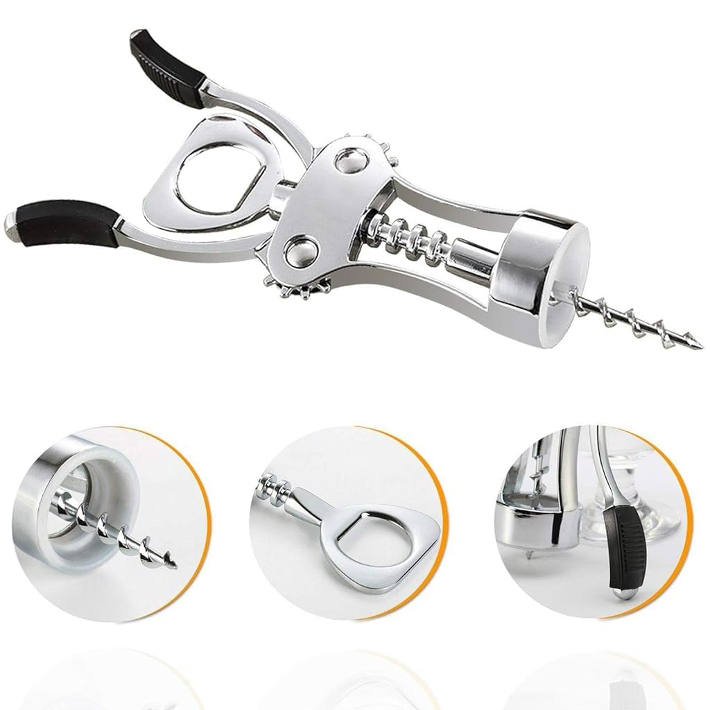 Supvox  Wing Corkscrew Wine Opener Professional Multifunctional All-in-One Wine Bottle Opener and Beer Bottle Opener. Strong Stainless Steel Zinc Alloy. Won't Split or Crumble Cork