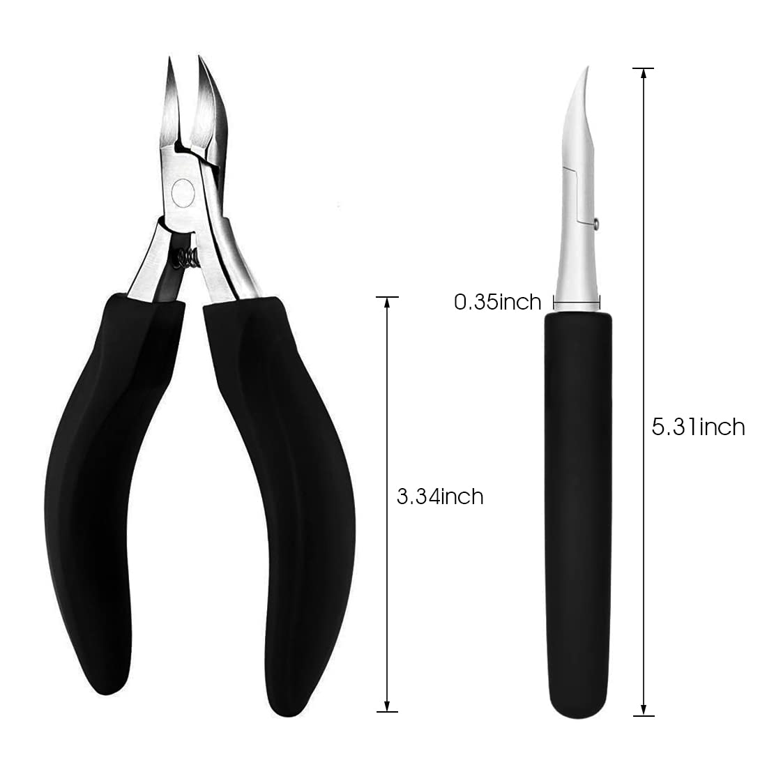 HANNEA® Toenail Clippers for Thick Nails Nail Clippers Kit Set for Men and Women Heavy Duty Nail Nippers Cutter for Pedicure Precision Ingrown Fingernails (Black2)