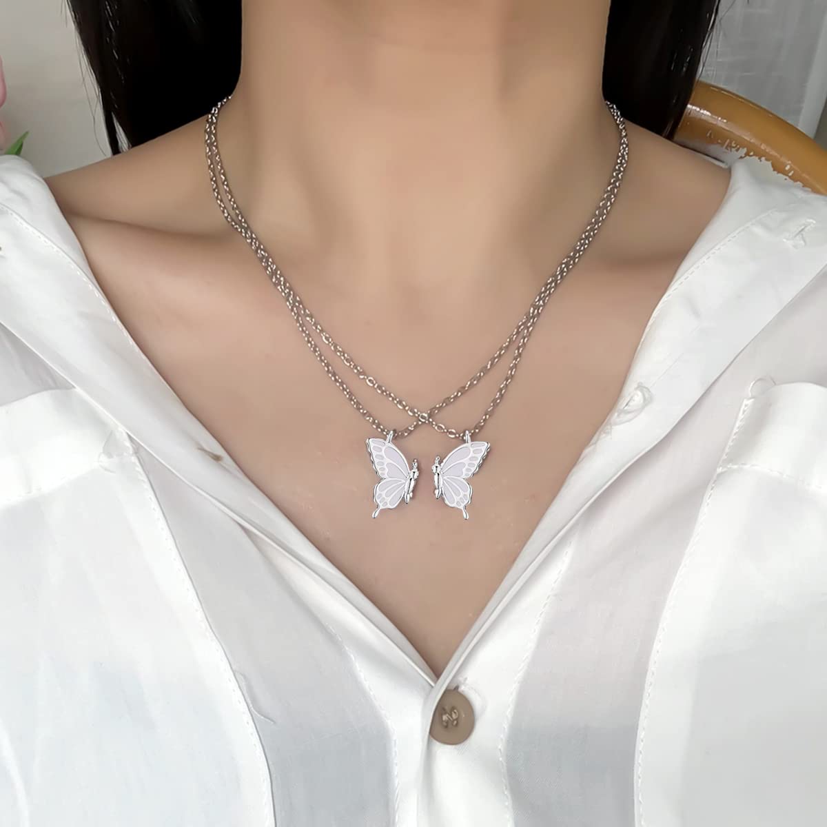 SANNIDHI Butterfly Necklace for Women featuring 45+07cm chain & unity wing design | 2 pcs