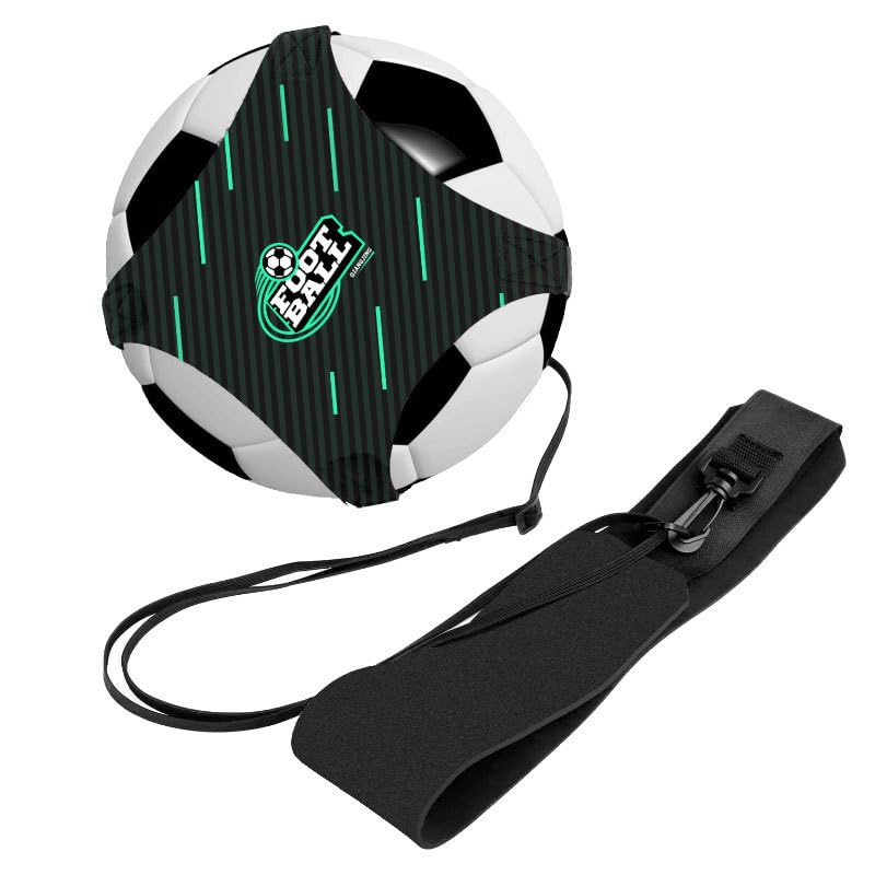 Proberos® Soccer/Volleyball/Rugby Trainer, Football Kick Throw Solo Practice Training Aid Control Skills Adjustable Waist Belt for Kids Adults-Black