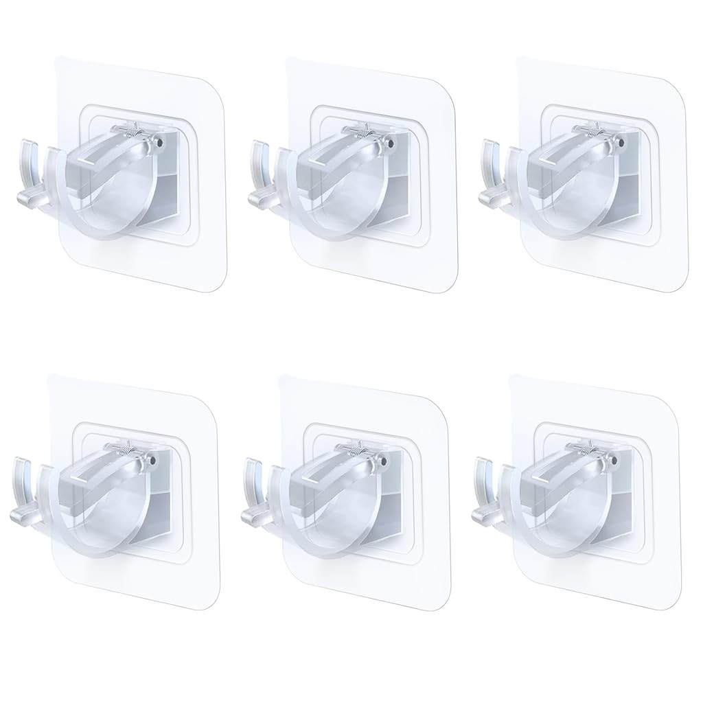 Zibuyu Curtain Rod Holder for Home and Bathroom with Self Adhesive Design | 6pcs Plastic Brackets for 1 inch Rods