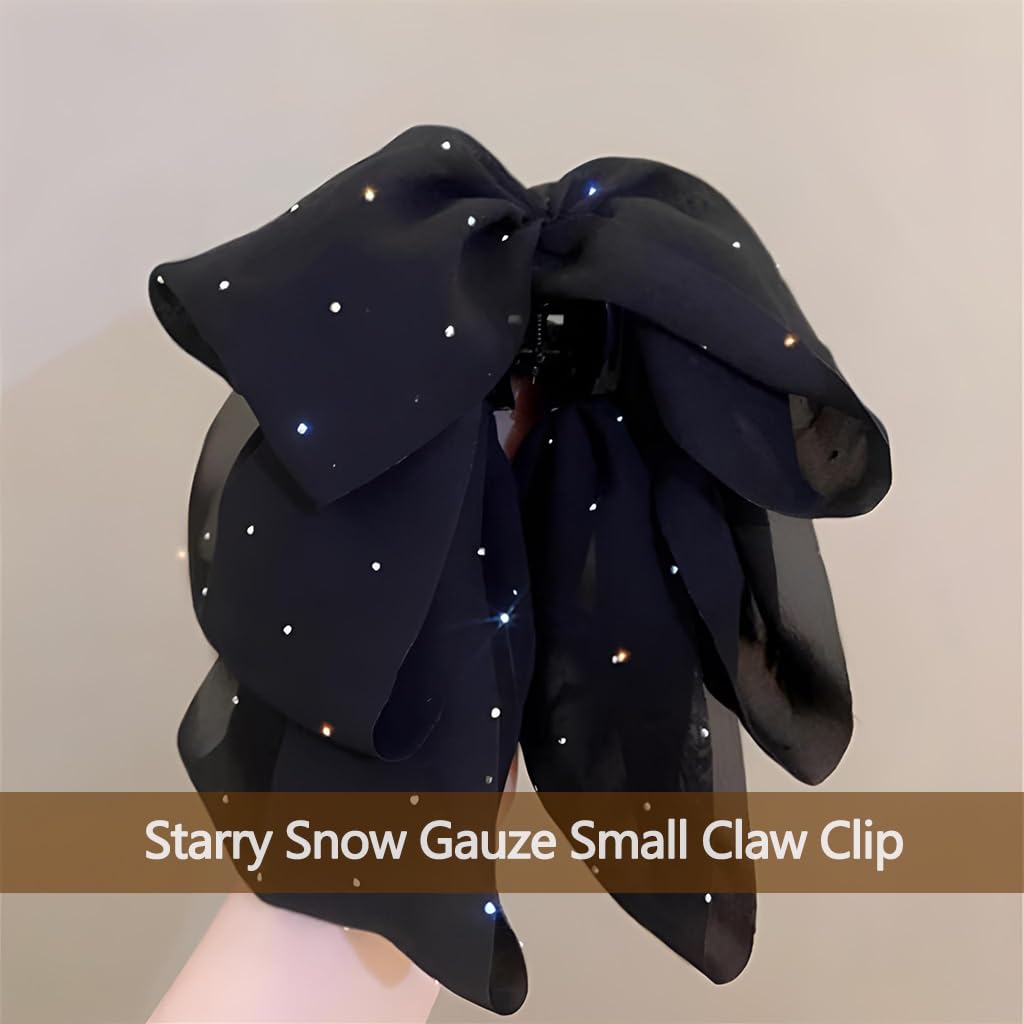ZIBUYU Hair Clip for Women featuring Anti Slip Grip and Chiffon Bow in Elegant Black | Daily to Wedding Wear