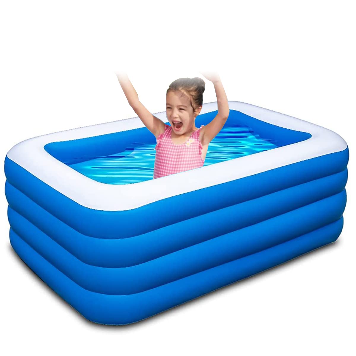 Proberos® 300*190*75cm Swimming Pool for Adults Kids with Electric Air Pump, Large 4-tier Independent Thicken PVC Inflatable Swimming Pool for Fun Indoor Outdoor Summer Activities