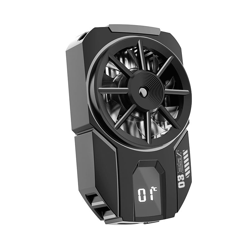 ZORBES Phone Cooler Gaming Fan, Mobile Phone Cooler Turbo Fan Phone Cooler Gaming Phone Cooling Fan with Real Time Temp Display & Adjustable Clip Phone Cooler for iOS & Android Smartphones from 4.5 to 6.7 in