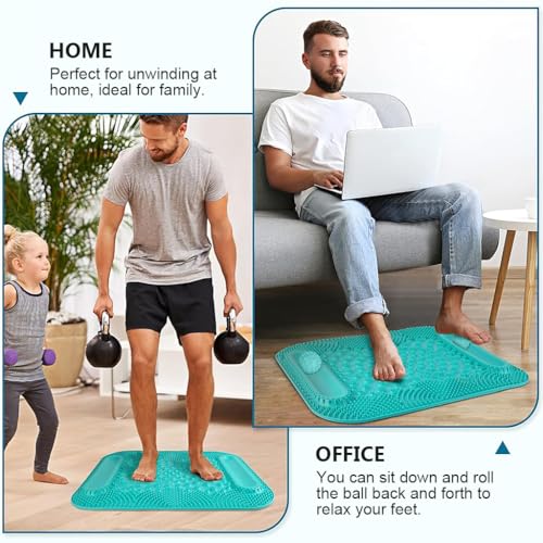 HANNEA® TPR Foot Massage Mat, 3 in 1 Foot Acupoint Massage Mat Toe Board with Dual Roller Massage Balls Design, for Promoting Blood Circulation, Relieving Foot Fatigue, 16x19'', Green