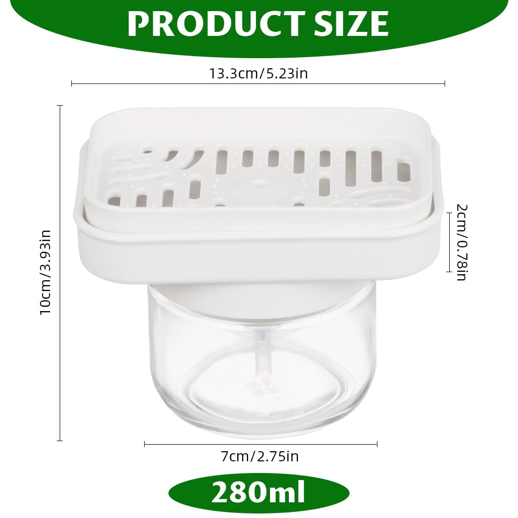 Supvox Glass Liquid Soap Dispenser 280ml for Kitchen with Integrated Sponge Drain Holder