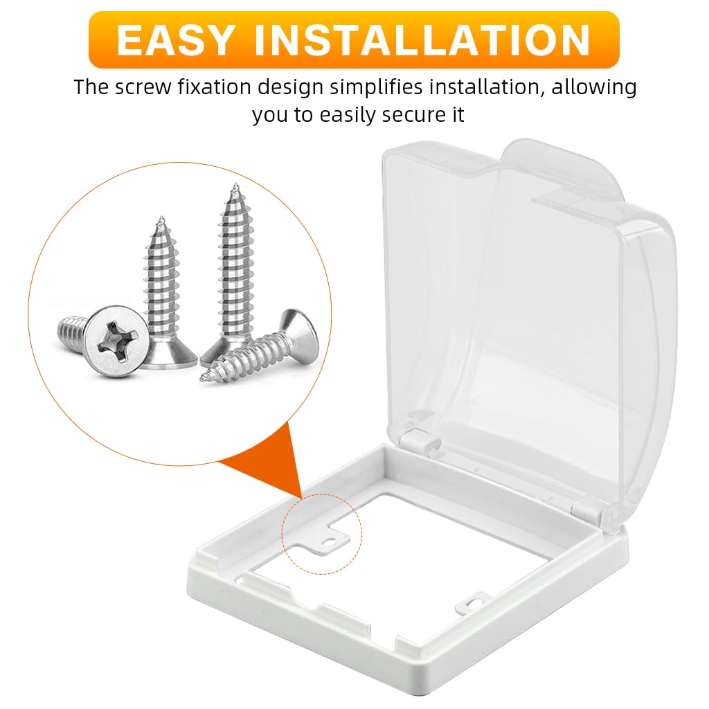 Supvox® Wall Power Outlet Cover Waterproof Cover Transparent Wall Power Socket with Flip-Up Hood Screw Fixed Wall Power Outlet Safety Covers Universal Wall Power Outlet Cover for Bathroom
