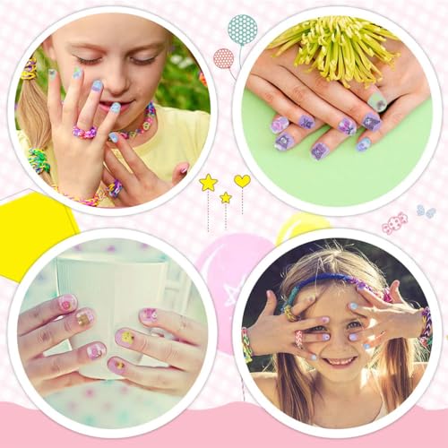 MAYCREATE 24pcs Kids Press-On Gel Nails Cute Kitten False Nail Press on Fake Nails Full Cover Press On False Nails for Girls Party Favor Gift Press-on Nail for Little Girls