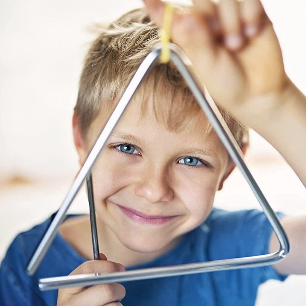 PATPAT® Triangle Instrument 3 Sizes Percussion Instrument Hand Percussion Triangles with Striker Early Musical Sensory Instrument for Kids, Mindfulness Class Musical Triangle Instrument
