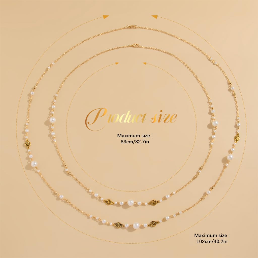 SANNIDHI Necklace for Women featuring Layered Long Pearl Chain in Gold Tone | Elegant Jewelry Gift