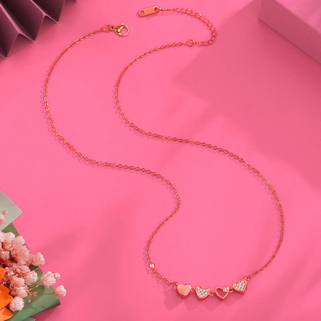 Zibuyu Necklace for Women with Transformable Four Leaf Clover Pendant in Rose Gold | Elegant Jewelry Gift for Girls and Girlfriend