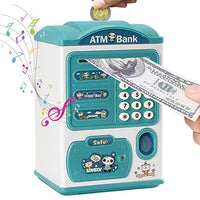 PATPAT® Electronic ATM Piggy Bank for Kids, Money Bank with Password and Fingerprint Lock, Automatic Paper Money Saving Box with Music, Gift Toy for Kids Boys Girls Children's Day Gift, Blue