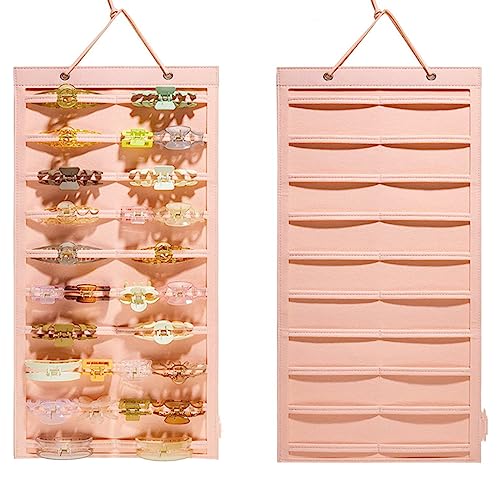 HASTHIP® Hanging Hair Claw Clip Holder Organizer for Women Girls, Claw Hair Clips Storage Organizer for Wall, Door - Hair Banana Barrettes Jaw Clips Display Holder - Pink