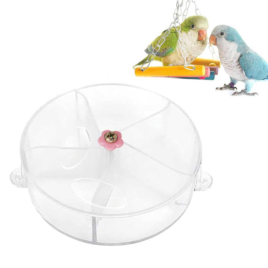 Qpets® Bird Feeder, Puzzle Bird Game Training Feeder Toy for Cage, Birds Food Feeder Slow Feeder Toy with 5 Rotatable Compartment Bird Food Box Acrylic Tray for Birds, Pigeons and Other Small Pet