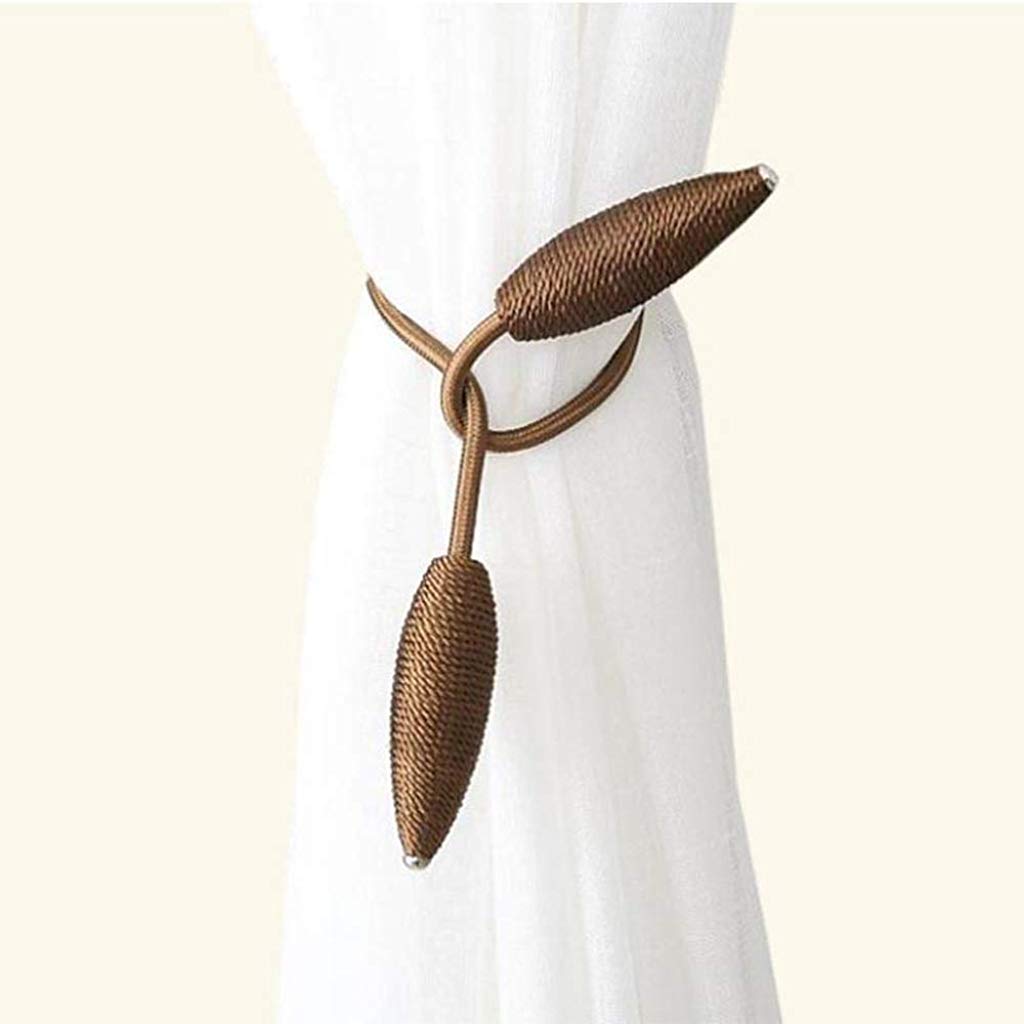 HASTHIP Curtain Tiebacks for Draperies with Magnetic Adjustable Design 58cm Coffee Brown | Pack of 4