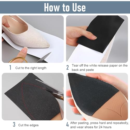 MAYCREATE® 24PCS Non Slip Rubber Shoe Sole for Men Women Self Adhesive Cover Protectors Cuttable Grips Anti Repair Patch for Leather Shoes High Heels