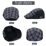 HASTHIP® Black Golf Light Cotton Vintage Classic Plaid & Stripe Newsboy Beret Men & Women Cap for All Season