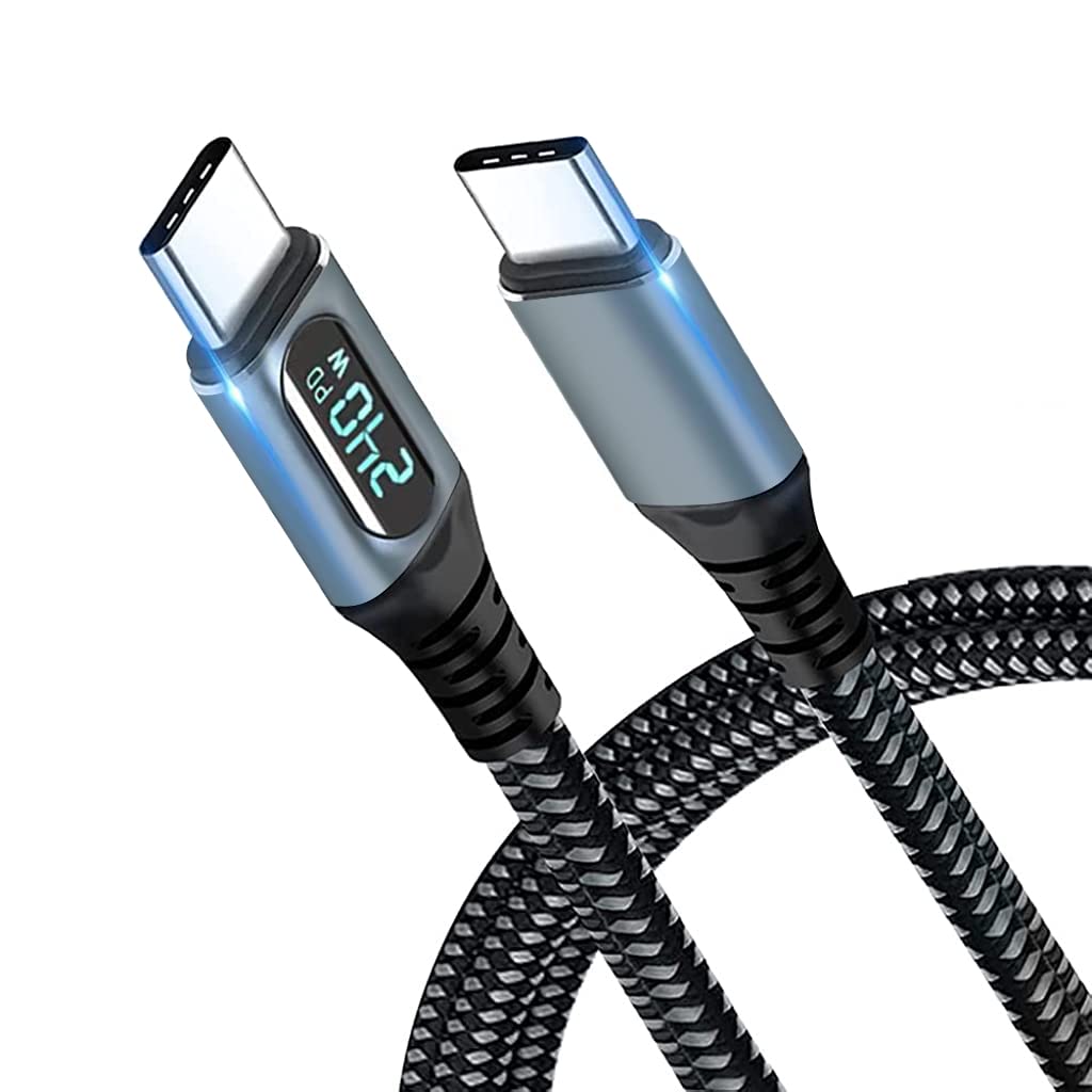 Verilux® USB4 Type C Cable for Thunderbolt 4, C Type Cable Fast Charging with LCD Display 240W PD 40Gbps Fast Data Transfer 8K Display, 3.3ft Nylon Braided USB4 Cable for MacBook, Pro/Air iPad Samsung